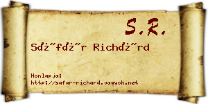 Sáfár Richárd névjegykártya