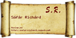 Sáfár Richárd névjegykártya